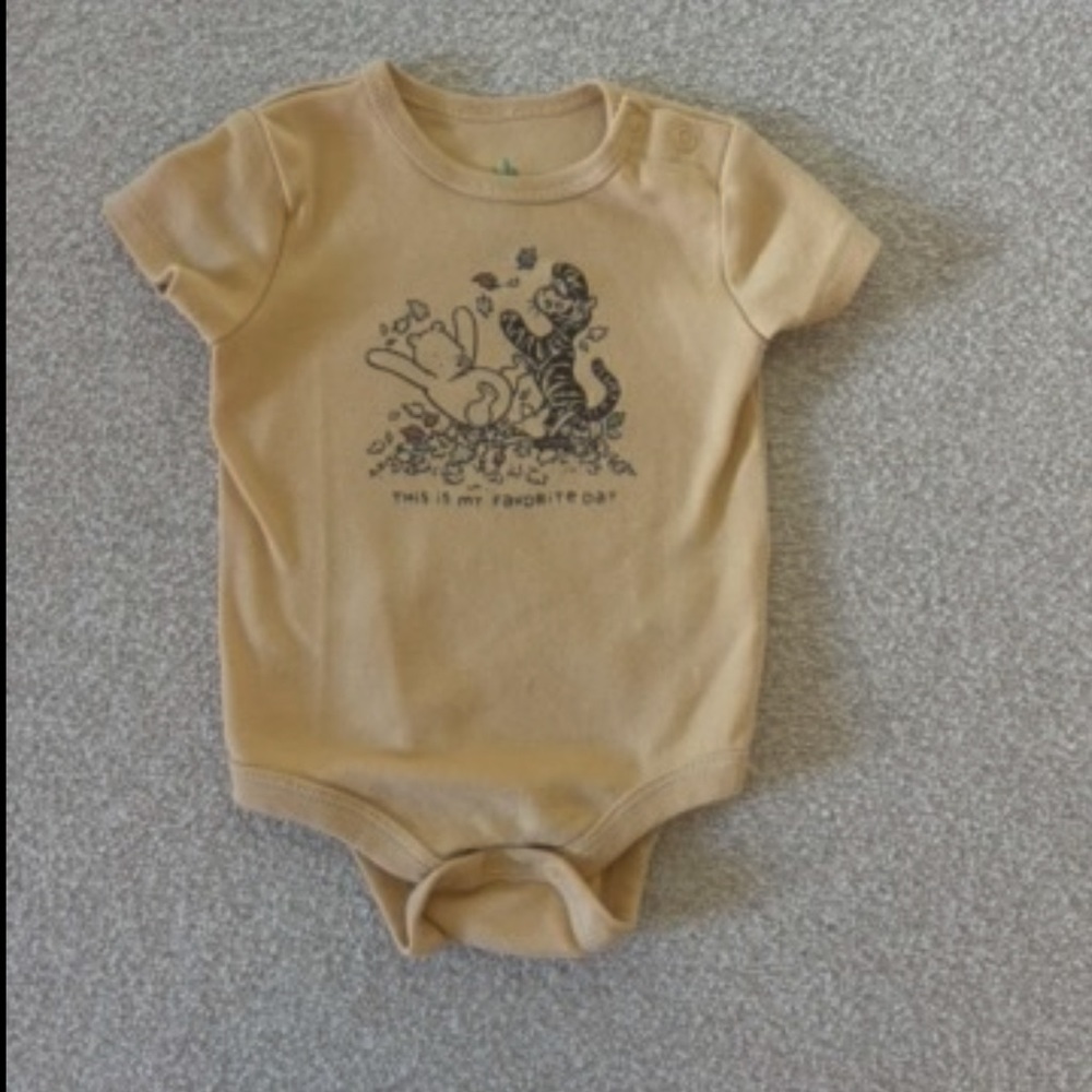 Tan Baby Onesie with Winnie the Pooh